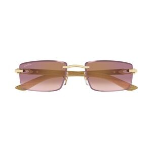 CARTIER Rimless Rectangular Sunglasses With Gradient Purple Lenses